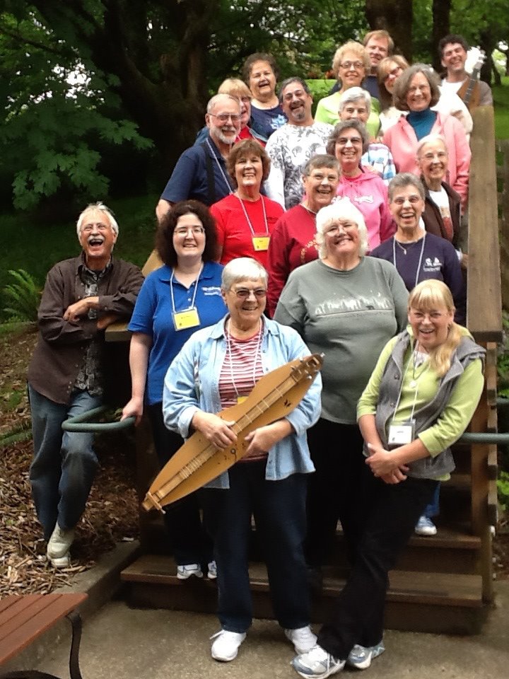 Dulcimer festival group shot by Sally Smith Menucha Retreat and